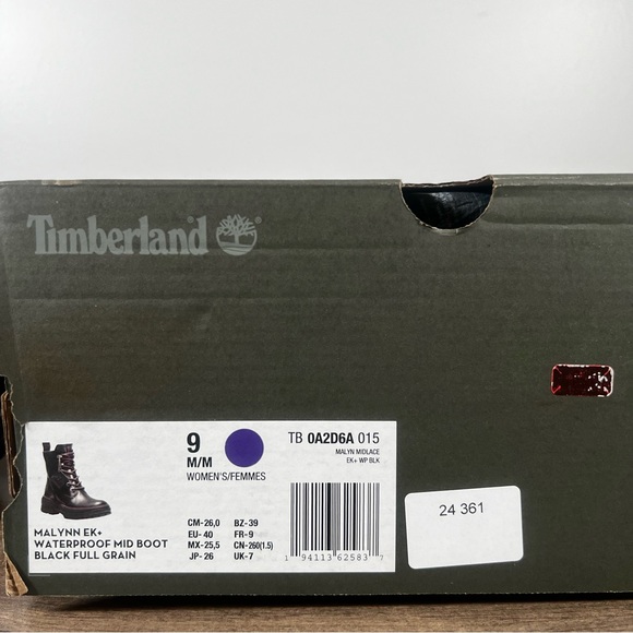 Timberland Malynn EK+ Waterproof Lace Up Jet Black Women’s Boot Size 9 #B1380A - Picture 2 of 10